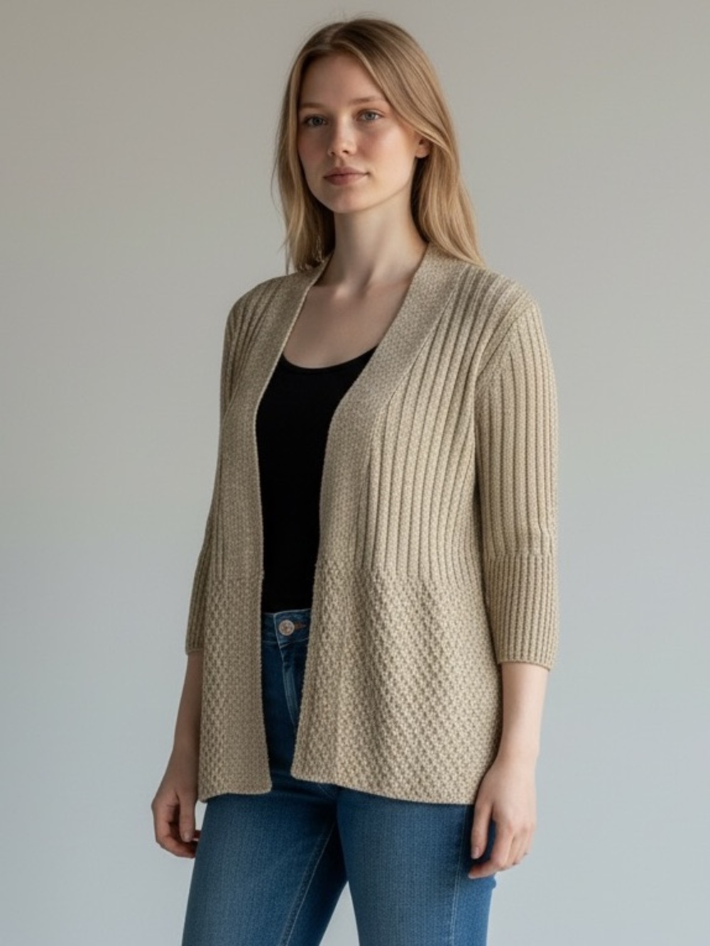 Fashion Bug Metallic Gold Ribbed Open Cardigan